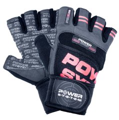 Power System 2800RD Fitness rukavice s omotávkou na posilování Power Grip červené