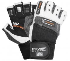 Power System 2700WG Fitness Wrist Wrap Gloves For Weightlifting No Compromise - White-Grey