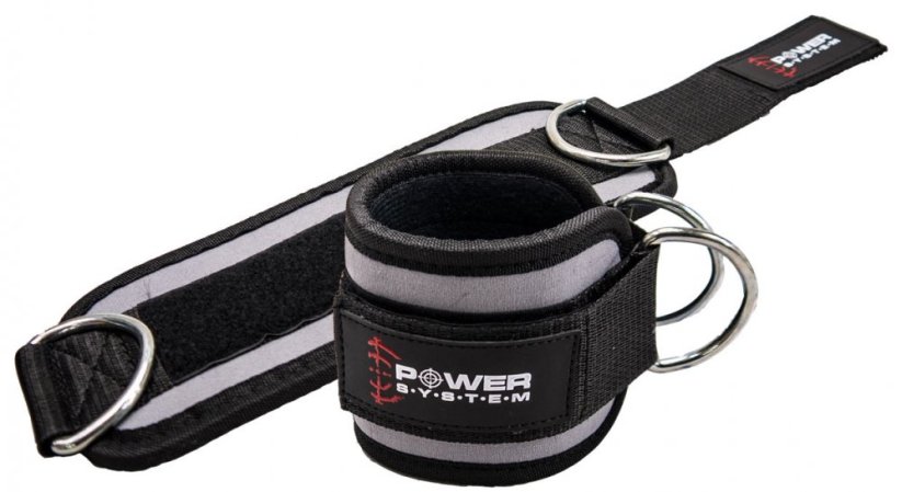 Power System 3460GR Pánské kotníkové adaptéry na posilovací stroje Ankle Straps Gym Guy šedé