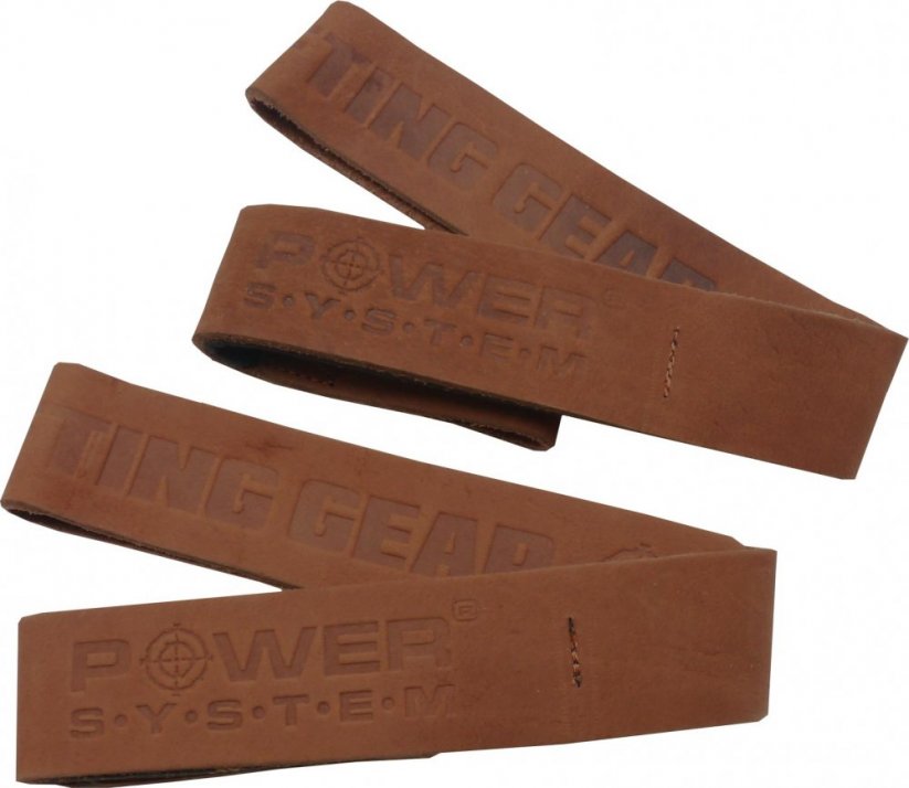Power System 3320BN Leather Lifting Straps For Deadlifts - Brown