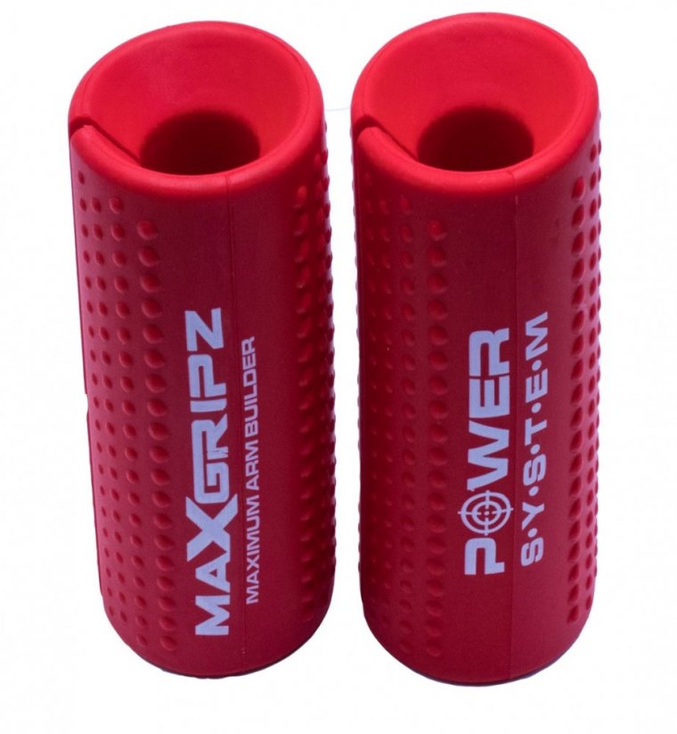 POWER SYSTEM Posilovací gripy na tyč Max Gripz XL - Farba: Červená