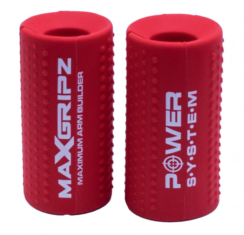 POWER SYSTEM Posilovací gripy na tyč Max Gripz M - Farba: Červená