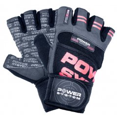 Power System 2800RD Fitness Wrist Wrap Gloves For Weightlifting Power Grip - Red