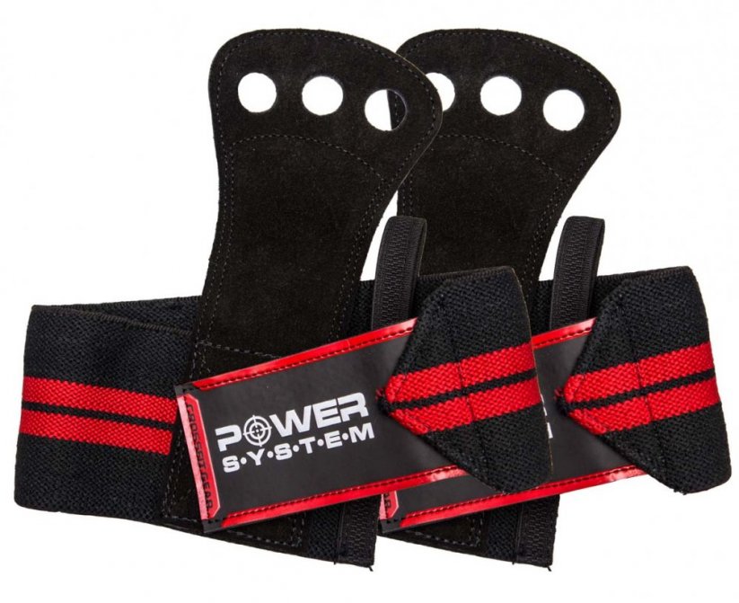 POWER SYSTEM Crossfit Grips For Gymnastics Bars - Color: Red, Size: L