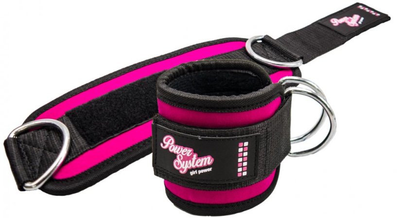 Power System 3450PI Dámské kotníkové adaptéry na posilovací stroje Ankle Straps Gym Babe růžové
