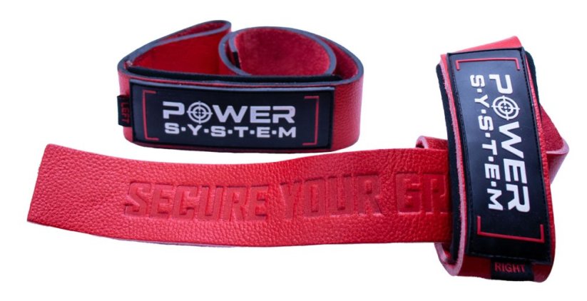 POWER SYSTEM Kožené trhačky na mrtvý tah Leather Straps - Barva: Černá, Velikost: L