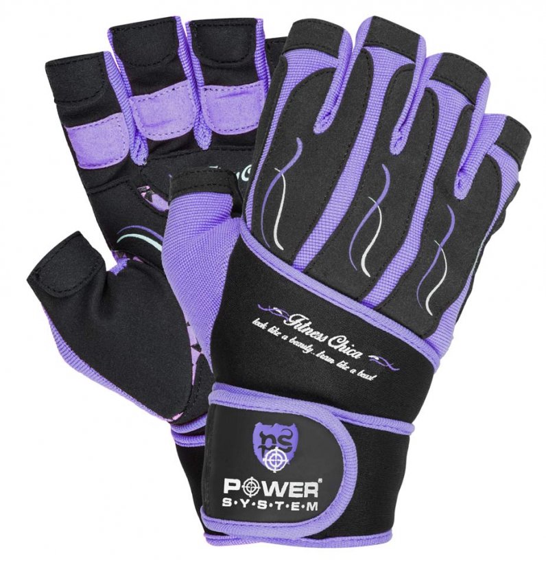 Power System 2710PU Womens Wrist Wrap Gloves For Weightlifting Fitness Chica - Purple
